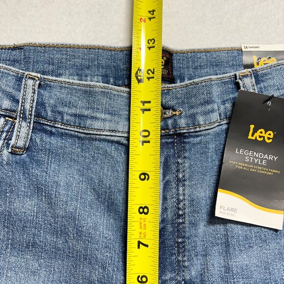 Lee Women's Stretch Flare Mid Rise Blue Denim Jeans Size 14S Legendary Style NWT - Picture 8 of 10
